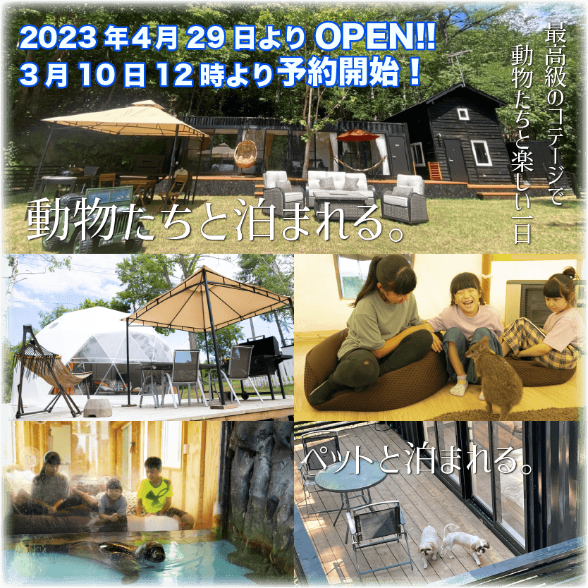 動物と泊まれるグランピング施設