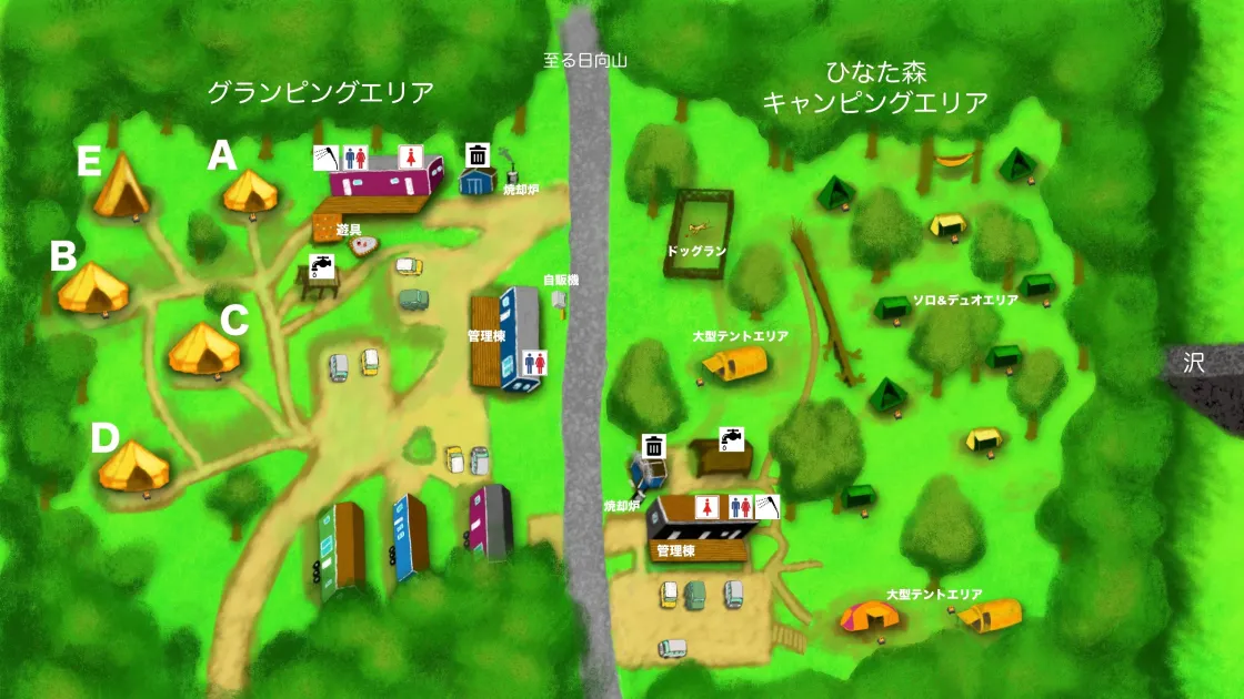 「FLORA Campsite in the Natural Garden」のエリアマップ